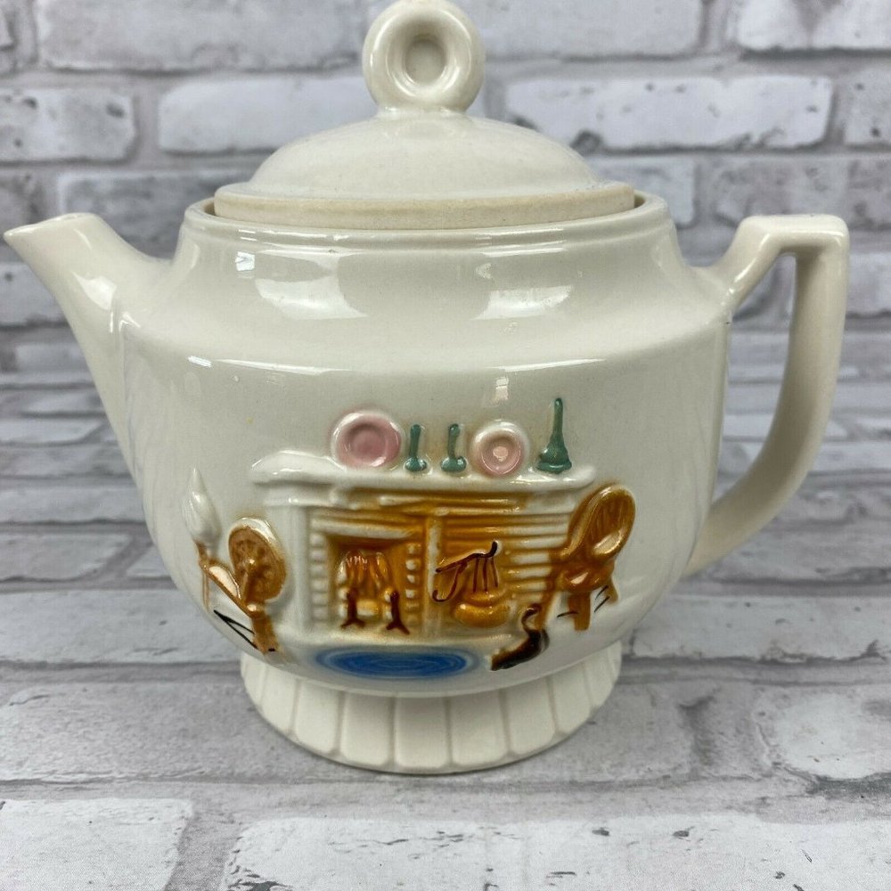 Vtg Porcelier Teapot Hearth Home 1930s  China
